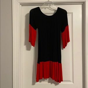 Red and black long sleeve dress